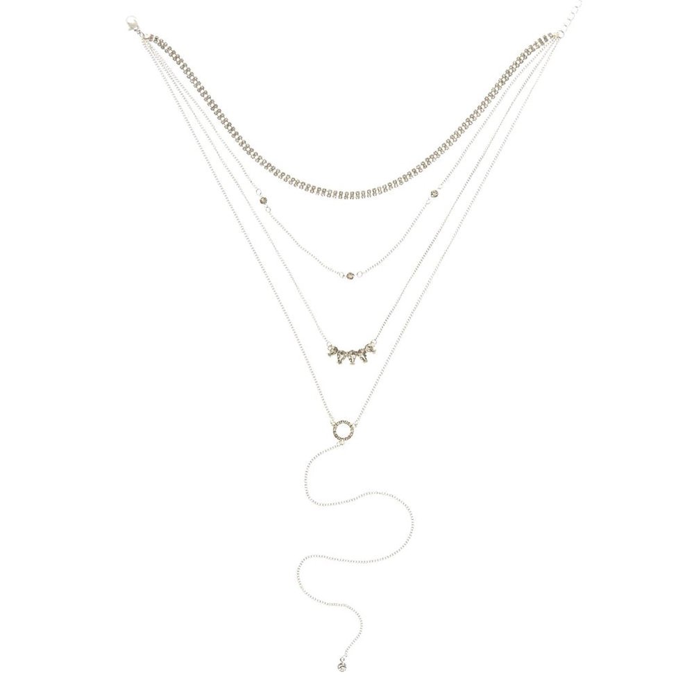 NEW Simulated Crystal Layered Choker Necklace NWT - Picture 7 of 7